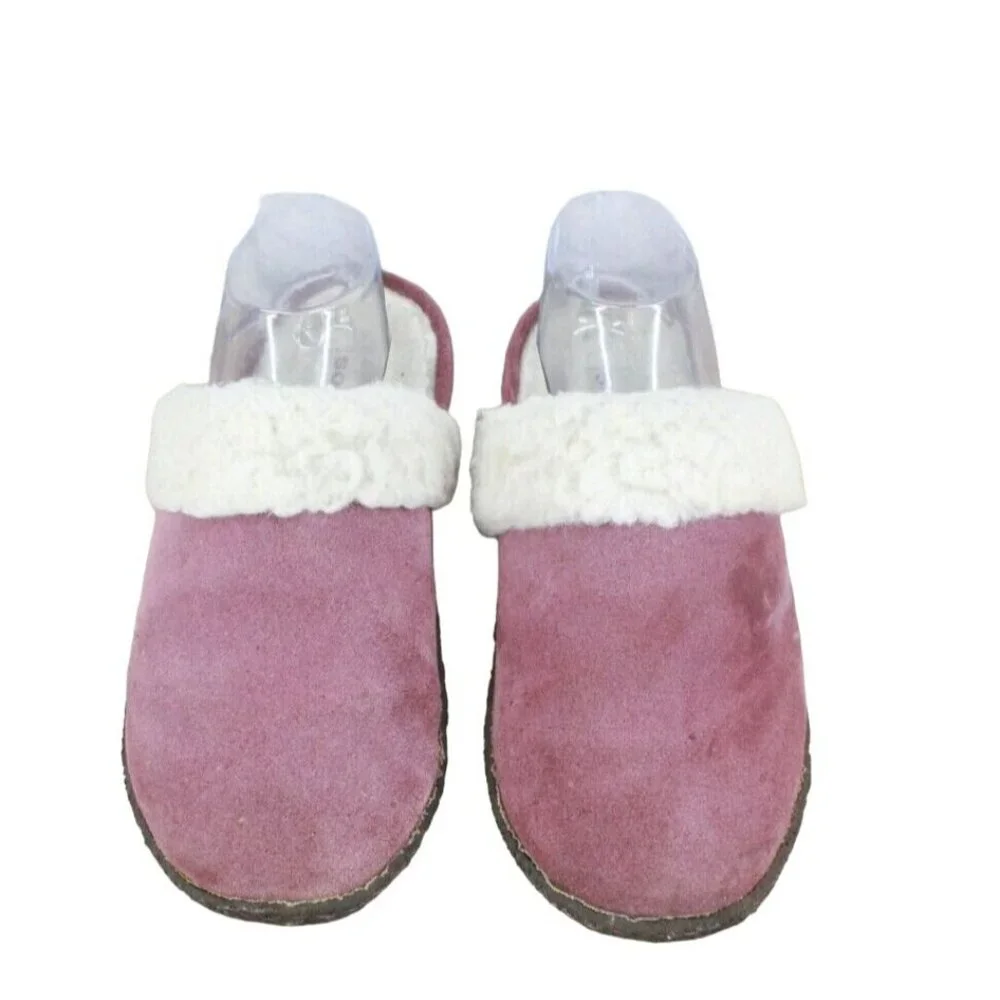 SOREL Nakiska Pink Suede Fleece Lined Slide Slippers Size 8 - Picture 4 of 9